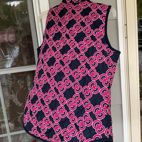 Crown & Ivy women size medium vest Navy Pink EUC Zip pocket - Picture 8 of 13